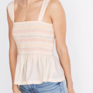 Madewell Texture & Thread Rainbow Smocked Peplum Tank Top